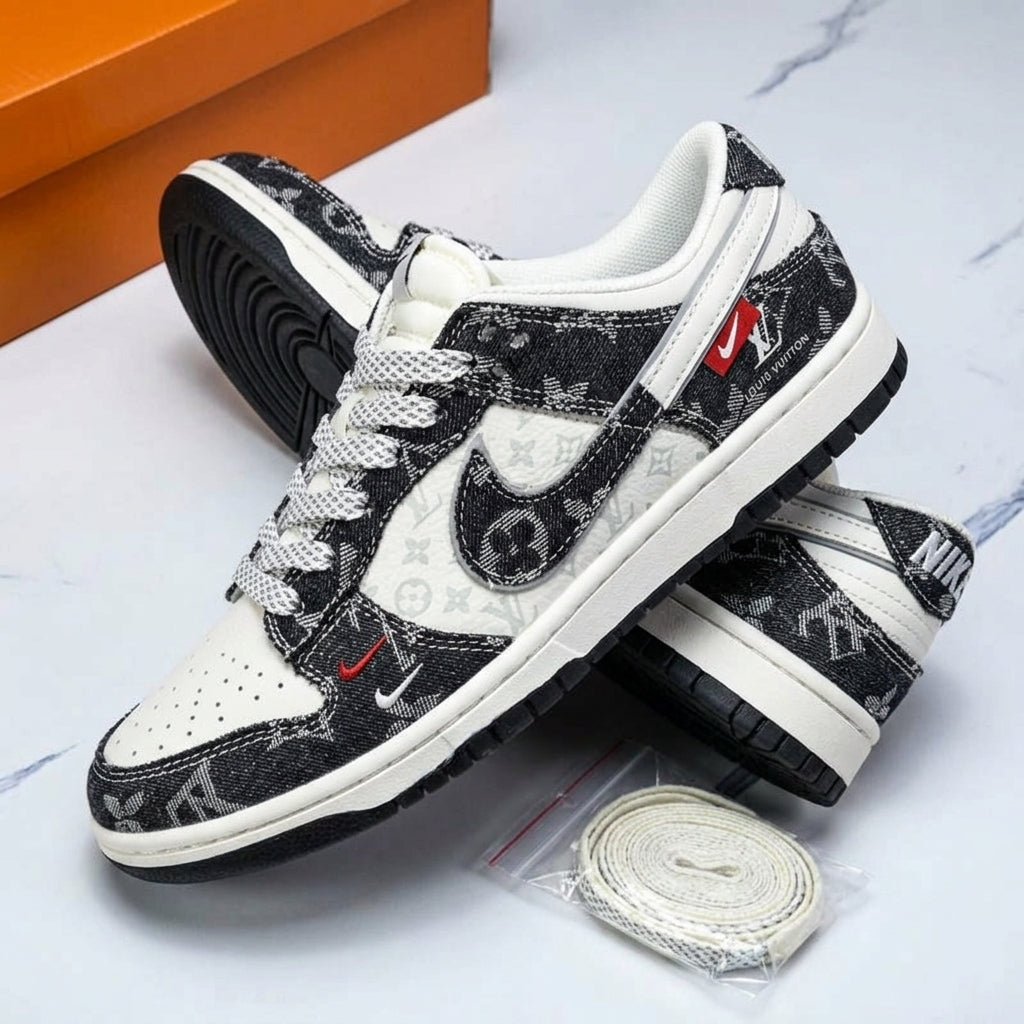 Hand Painted Denim Monogram Custom Sneakers