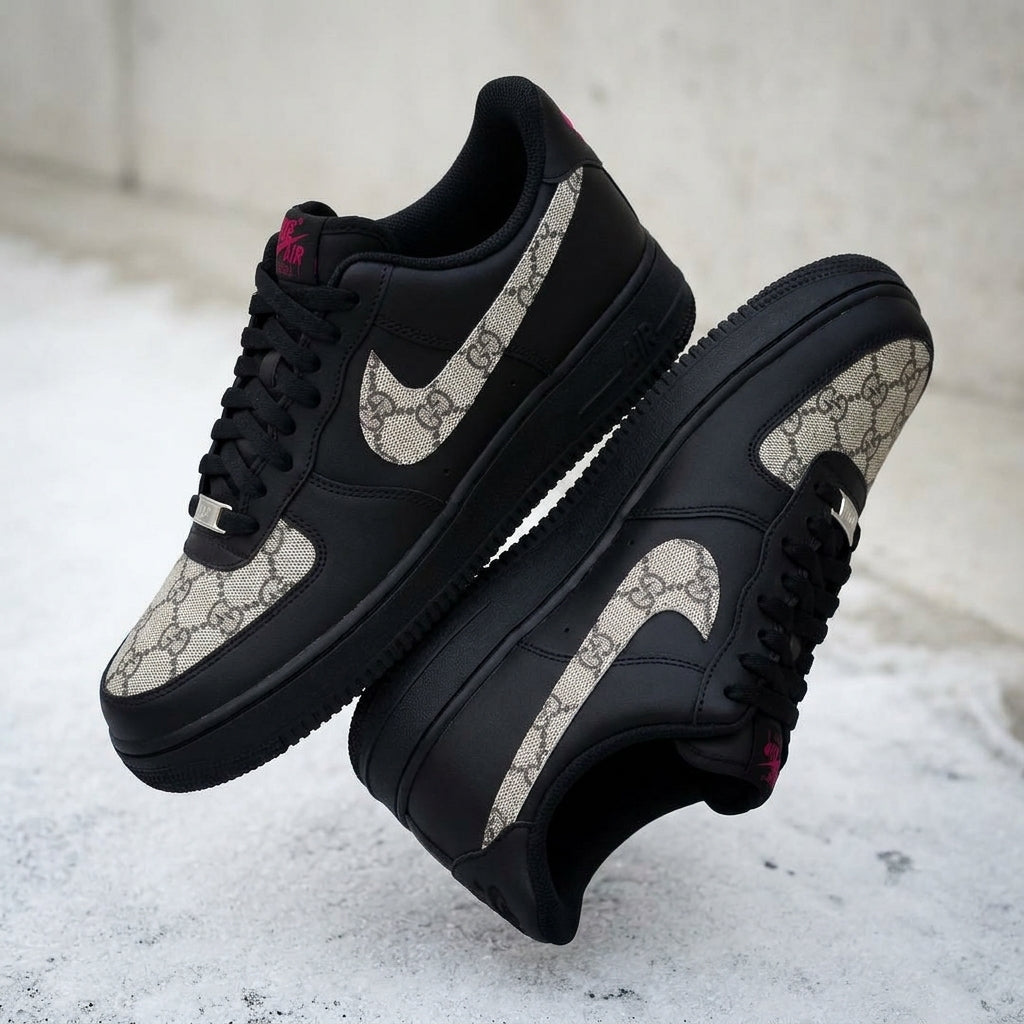 Custom Hand Painted Black Air Force 1 Sneakers