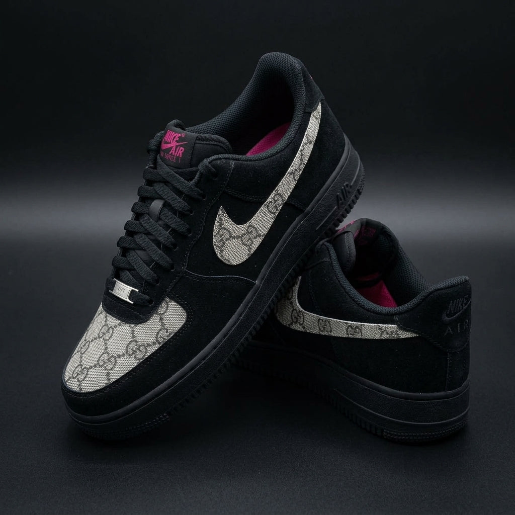 Custom Hand Painted Black Air Force 1 Sneakers