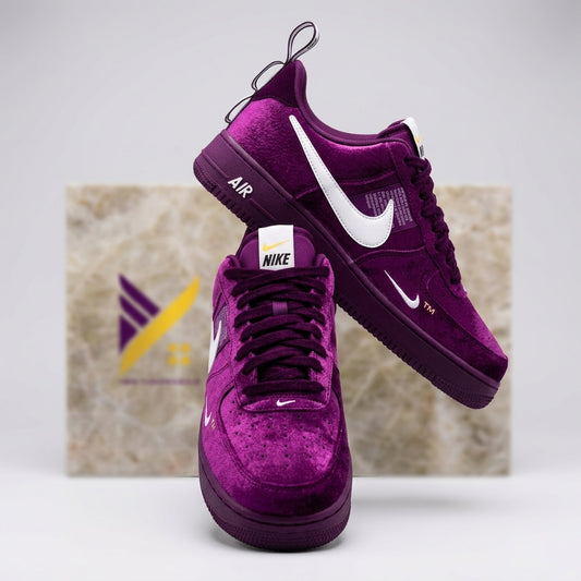 Purple Velvet Hand Painted Custom Air Force 1 Sneakers