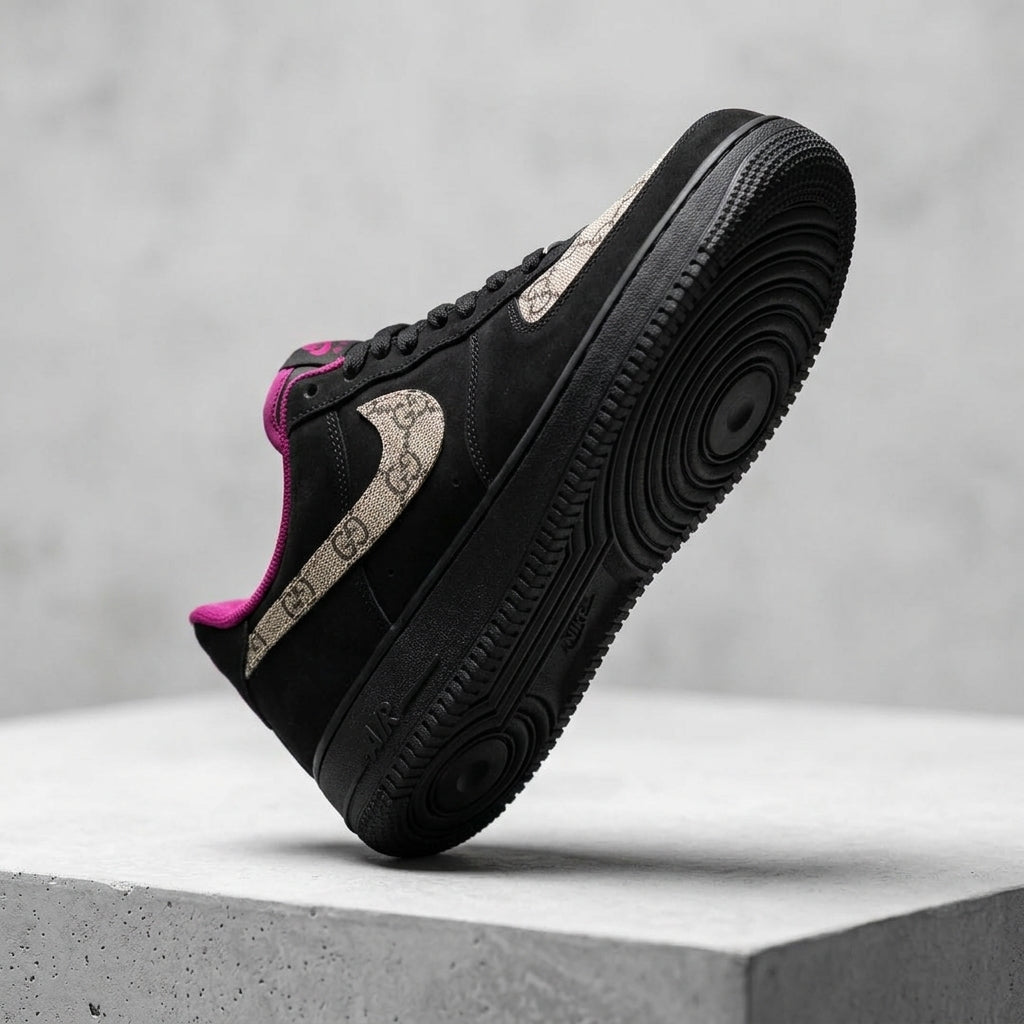 Custom Hand Painted Black Monogram Air Force 1 Sneakers