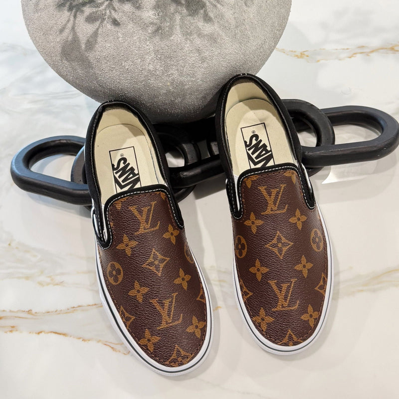 Hand Painted Custom Monogram Vans Slip On Sneakers