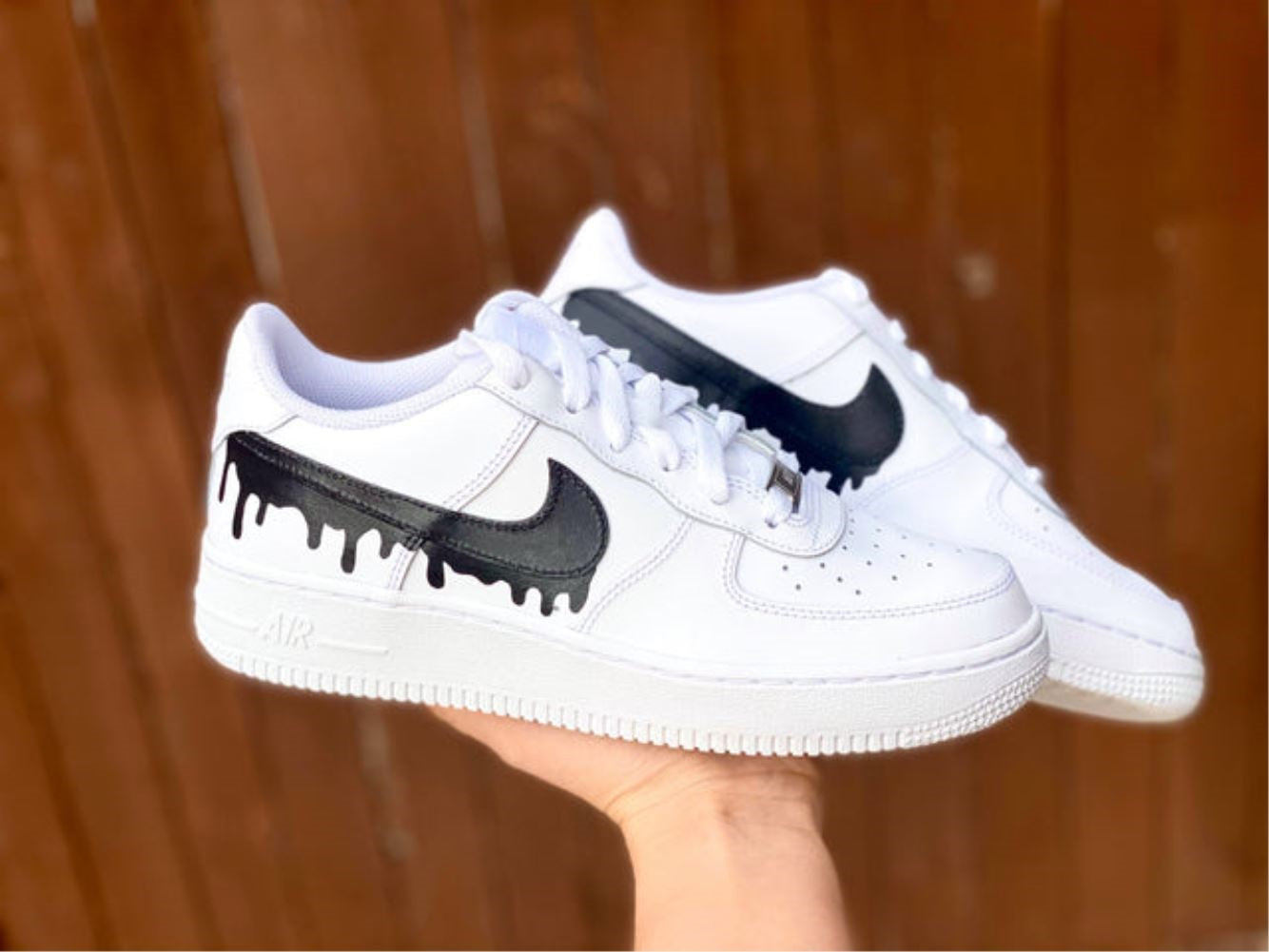Black Dripping Custom Sneakers Air Force 1