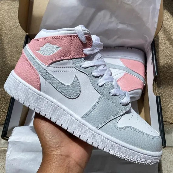 Custom Air Jordan 1 Grey Pink White