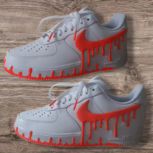 3D Dripping Paint Design Handmade Custom Air Force 1 Custom Sneakers, Glow In Dark Multi-color Available Personalized Trendy Streetwear Casual Shoes