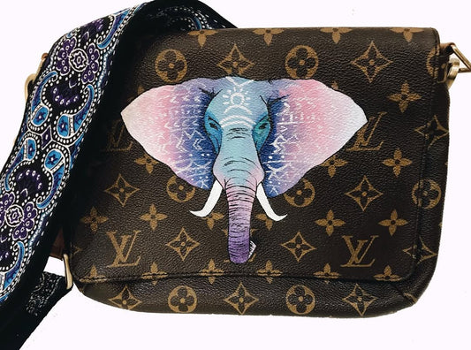 Hand Painted Elephant Custom Crossbody Bag