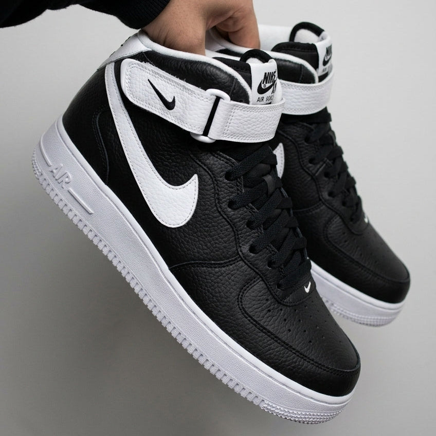 Black White Mid Custom Air Force 1 Sneakers