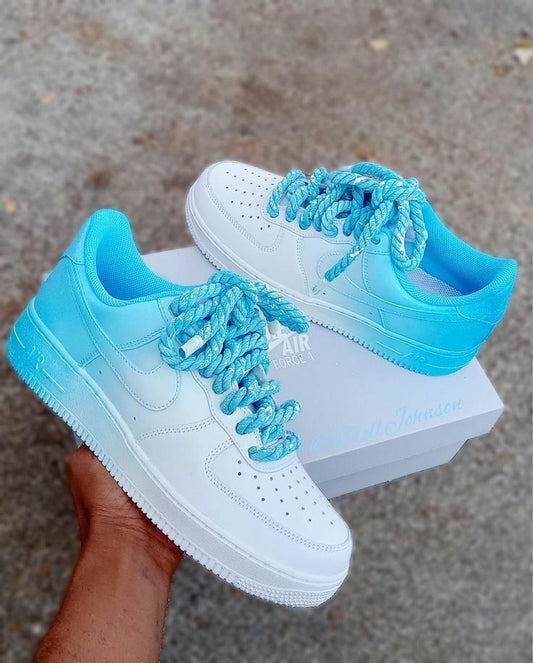Hand Painted Blue Gradient Custom Air Force 1 Sneakers