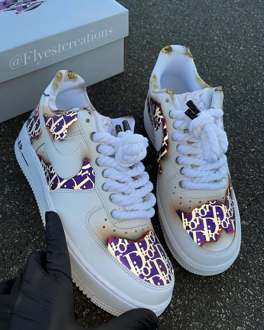 Hand Painted Custom Purple Air Force 1 Sneakers