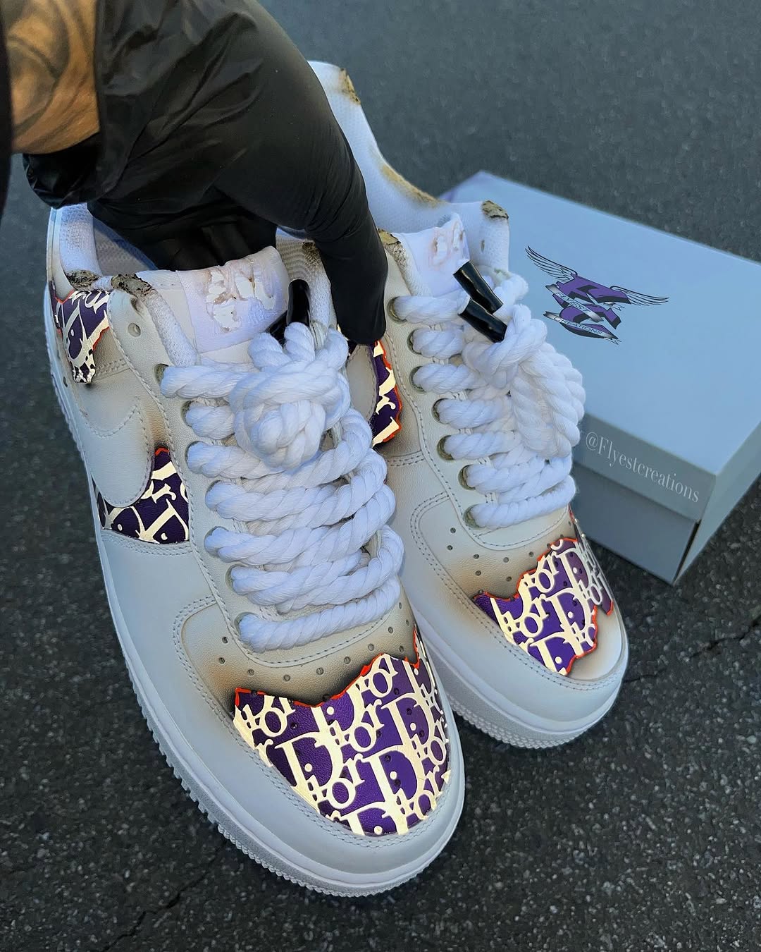 Hand Painted Custom Purple Air Force 1 Sneakers