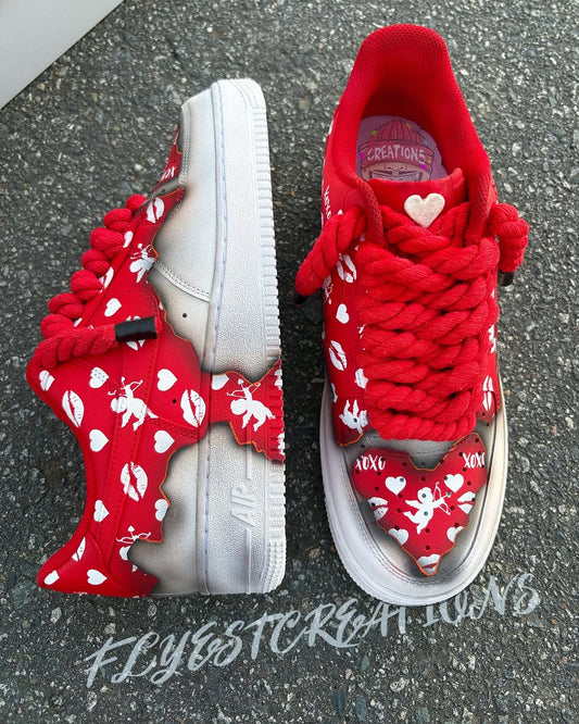 Hand Painted Red Cupid Custom Air Force 1 Sneakers