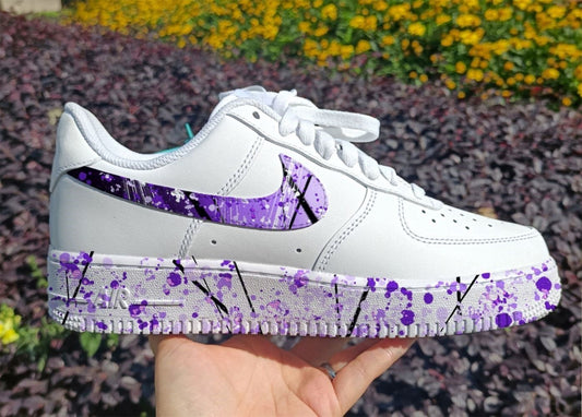 Lavender Purple Splash Custom Sneakers Air Force 1