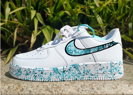 Mint Green Splash Custom Sneakers Air Force 1
