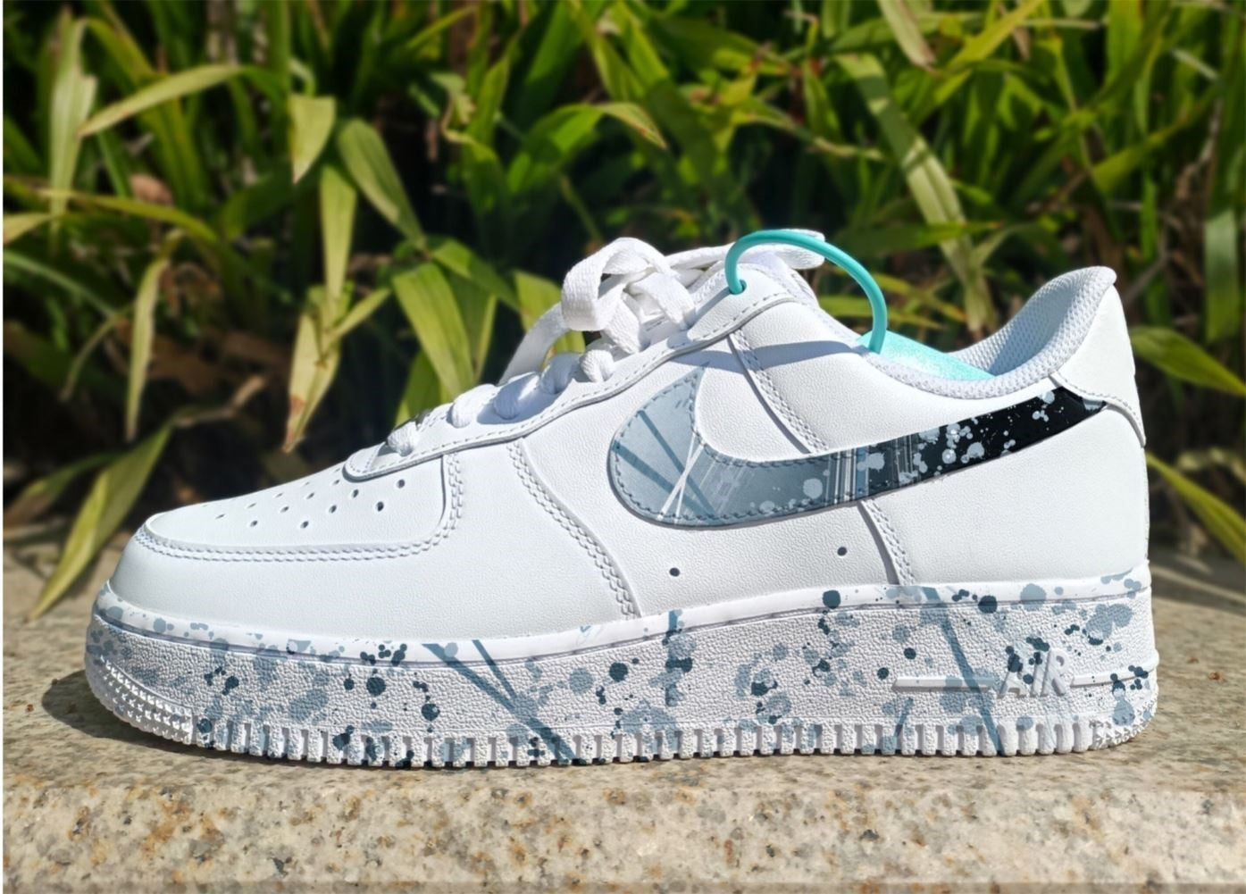 Grey Blue Splash Custom Sneakers Air Force 1