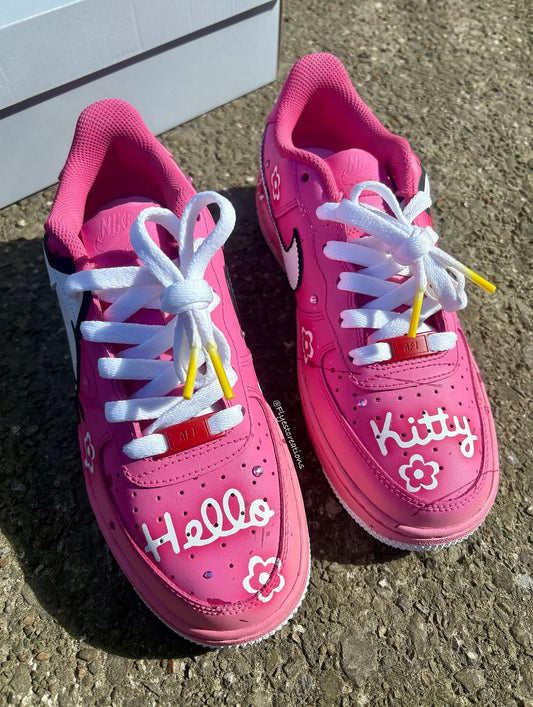 Hand Painted Hello Kitty Pink Custom Air Force 1 Sneakers