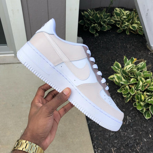 Custom Hand Painted Beige Air Force 1 Sneakers
