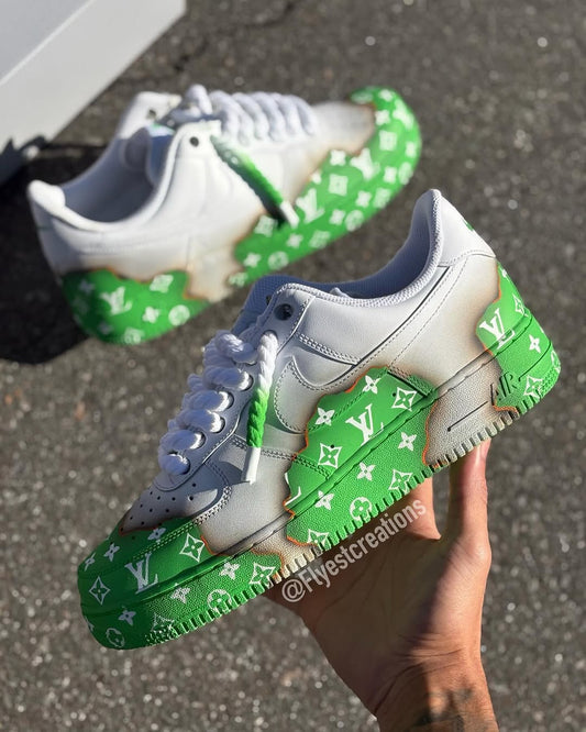 Hand Painted Green Custom Air Force 1 Sneakers