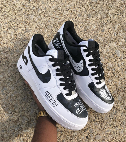 Hand Painted Black & White Custom Air Force 1 Sneakers