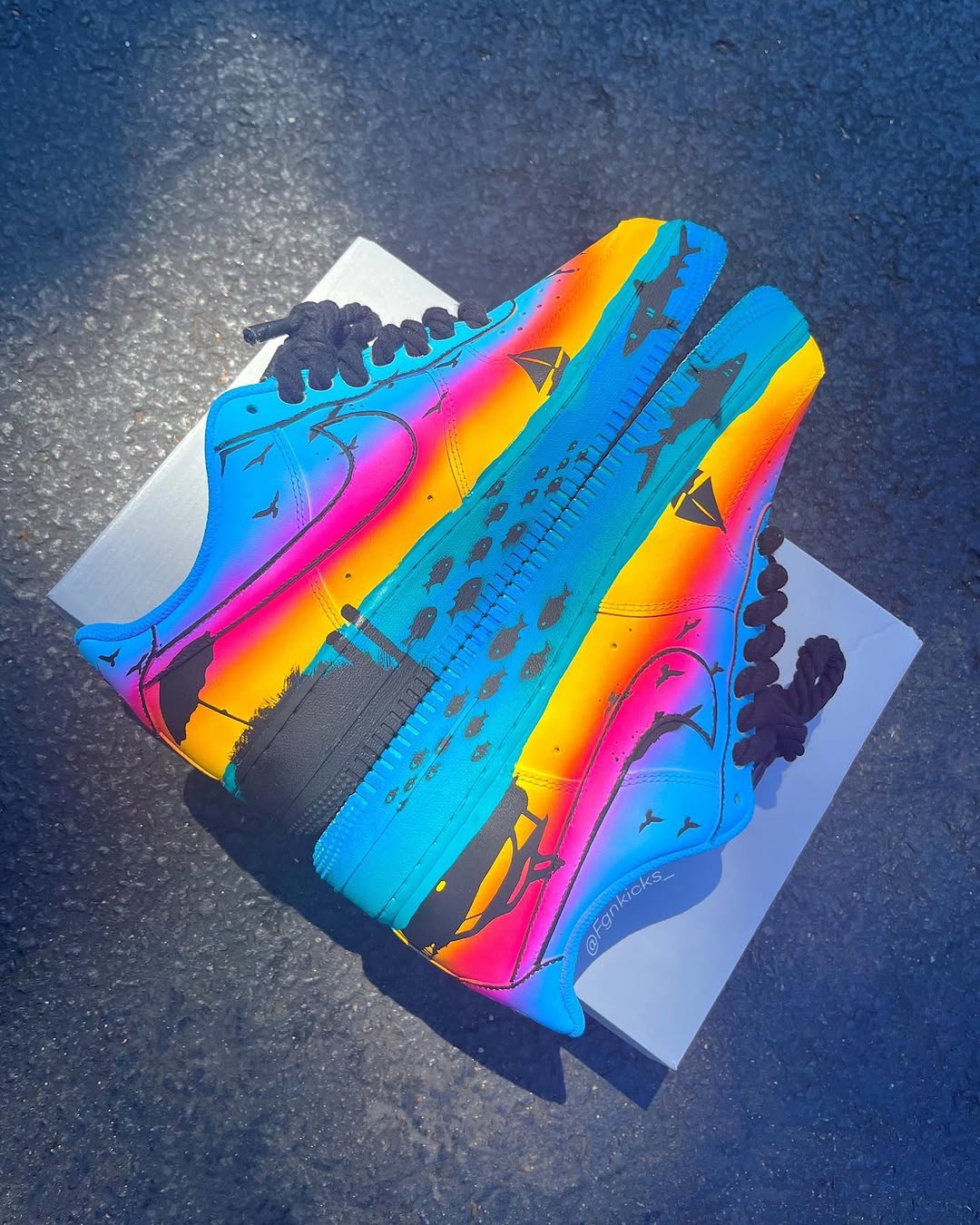 Hand Painted Sunset Beach Custom Air Force 1 Sneakers