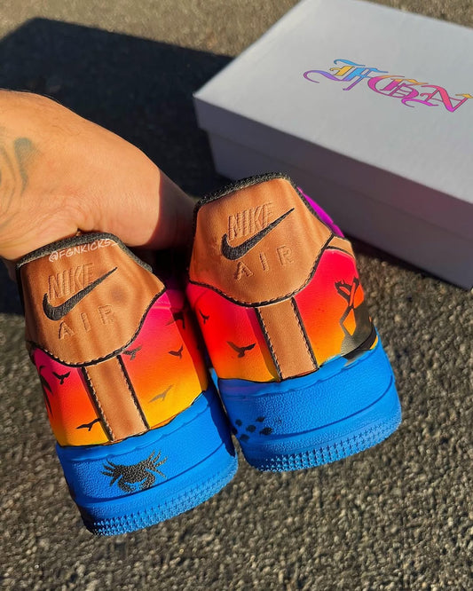 Hand Painted Tropical Sunset Custom Air Force 1 Sneakers