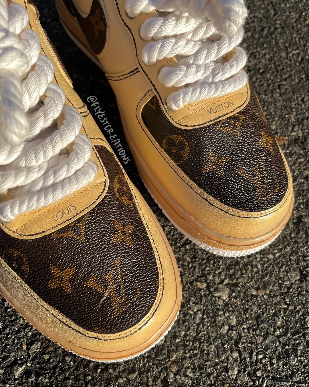 Hand Painted Custom Beige Brown Air Force 1 Sneakers