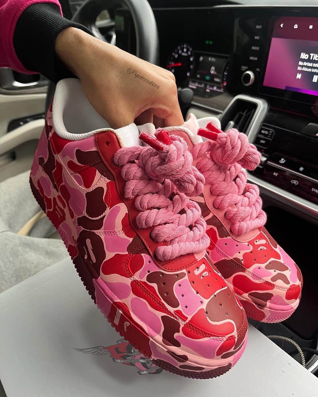 Hand Painted Pink Red Camo Custom Air Force 1 Sneakers