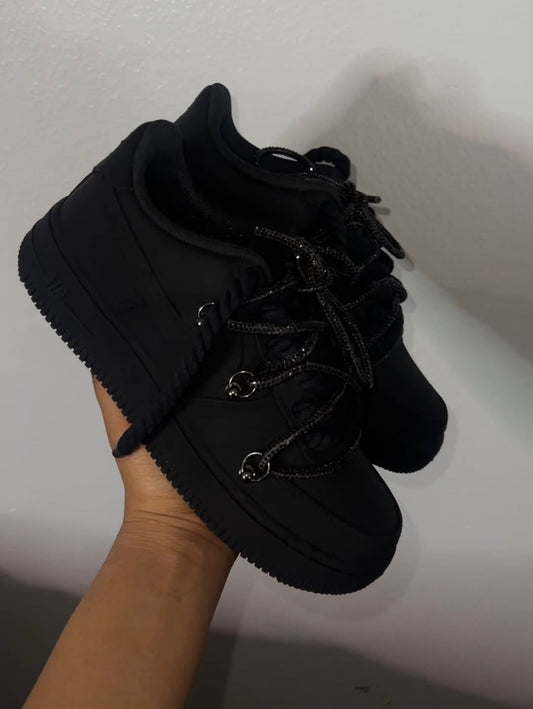 Hand Painted All Black Custom Air Force 1 Sneakers