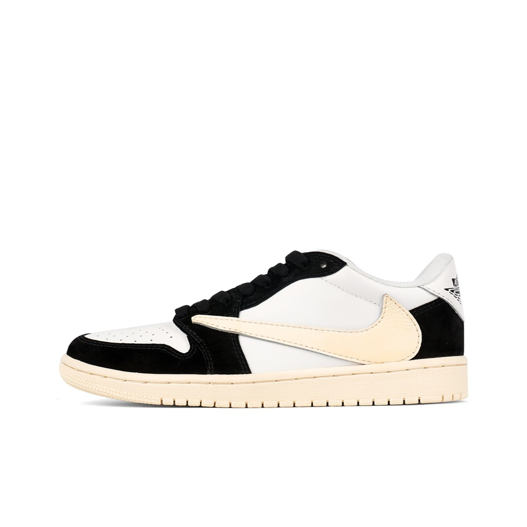 Beige Black Custom Sneakers Air Jordan 1 Travis Scott
