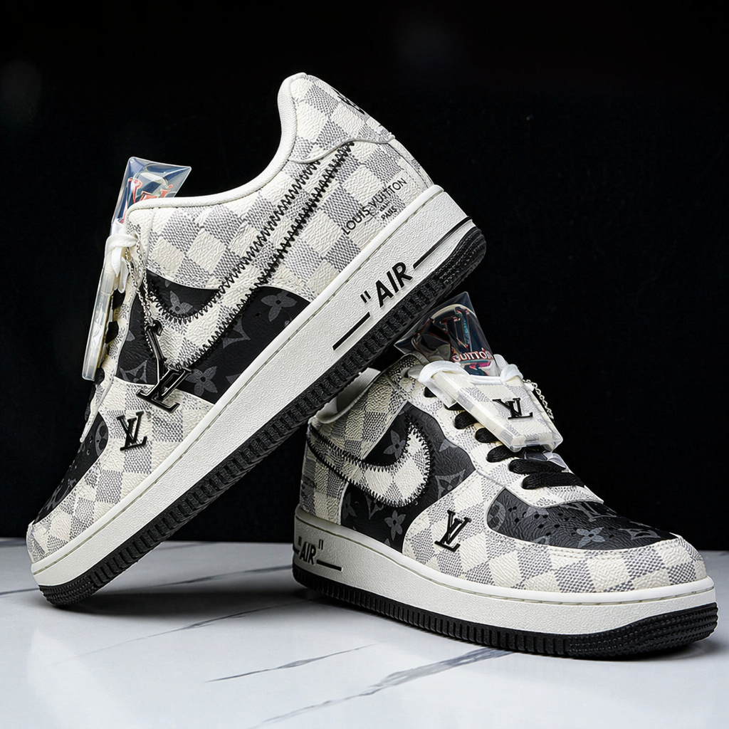 Custom Hand Painted Checkerboard Air Force 1 Sneakers