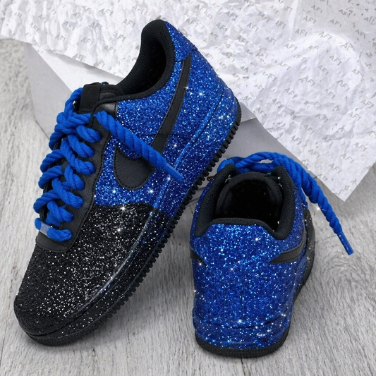Hand Painted Blue & Black Glitter Custom Air Force 1