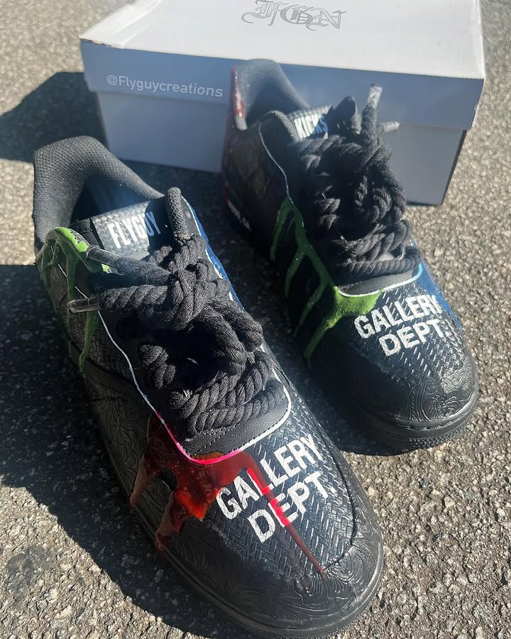 Hand Painted Drip Custom Black Air Force 1 Sneakers