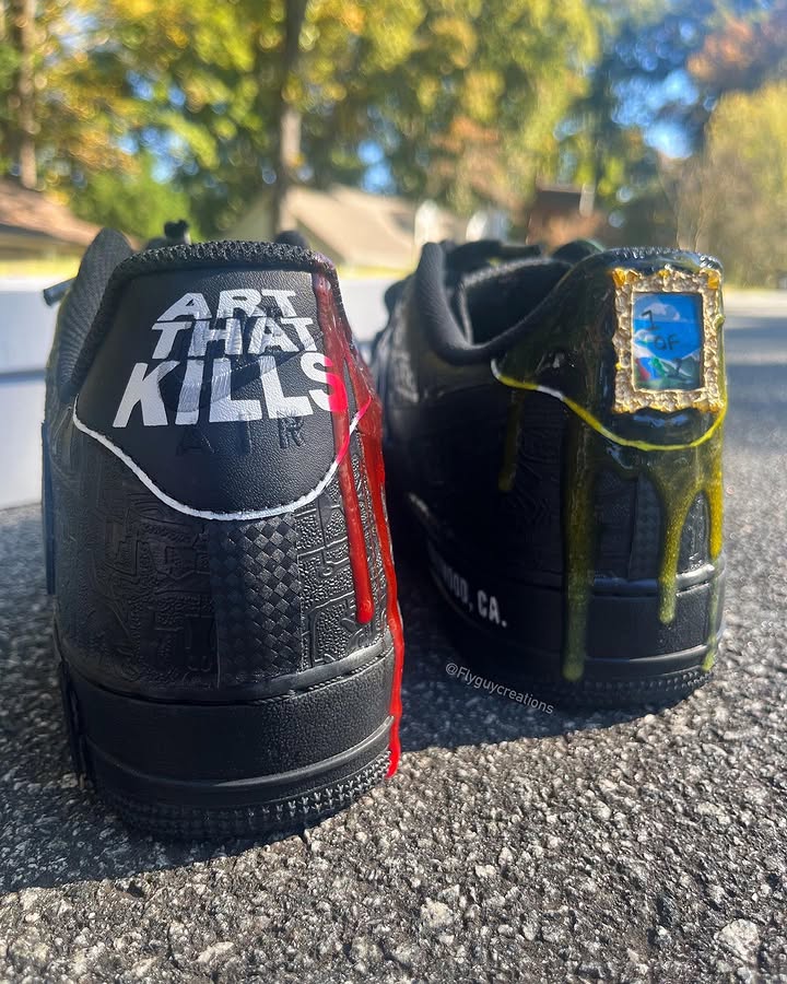 Hand Painted Drip Custom Black Air Force 1 Sneakers