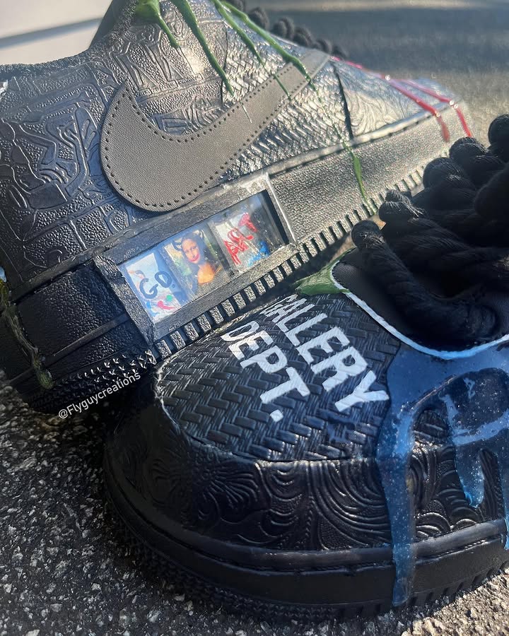 Hand Painted Drip Custom Black Air Force 1 Sneakers