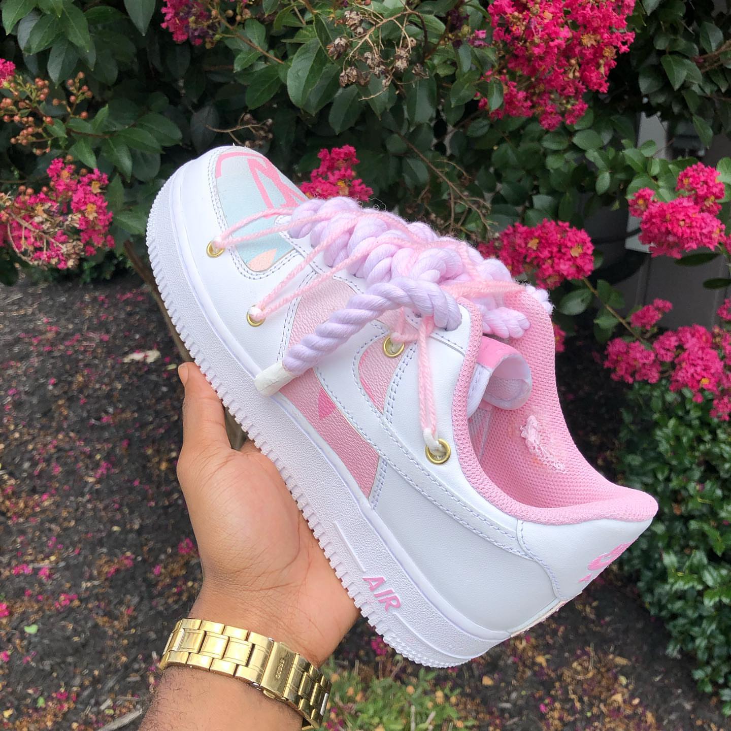 Custom Pink Hand Painted Air Force 1 Sneakers