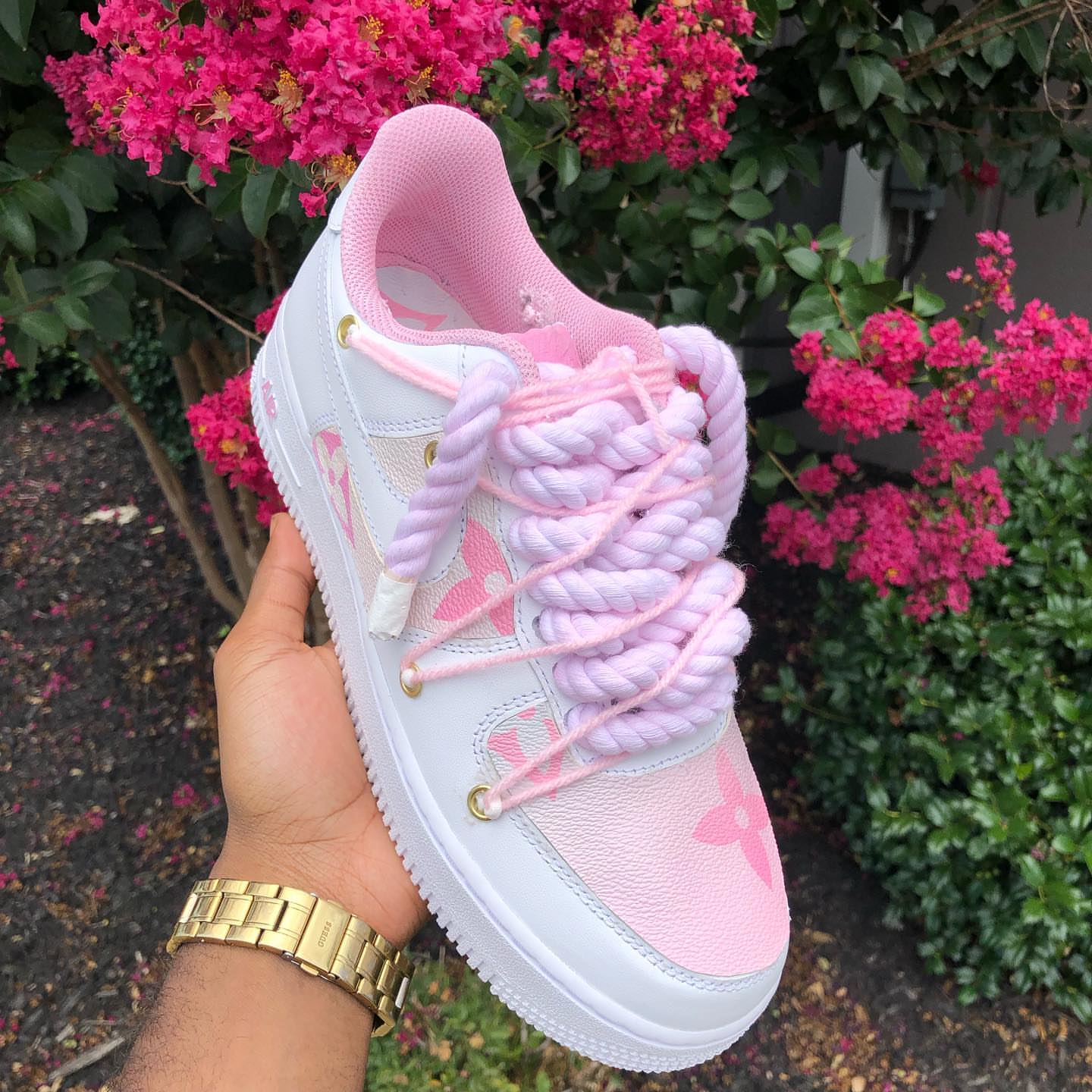 Custom Pink Hand Painted Air Force 1 Sneakers