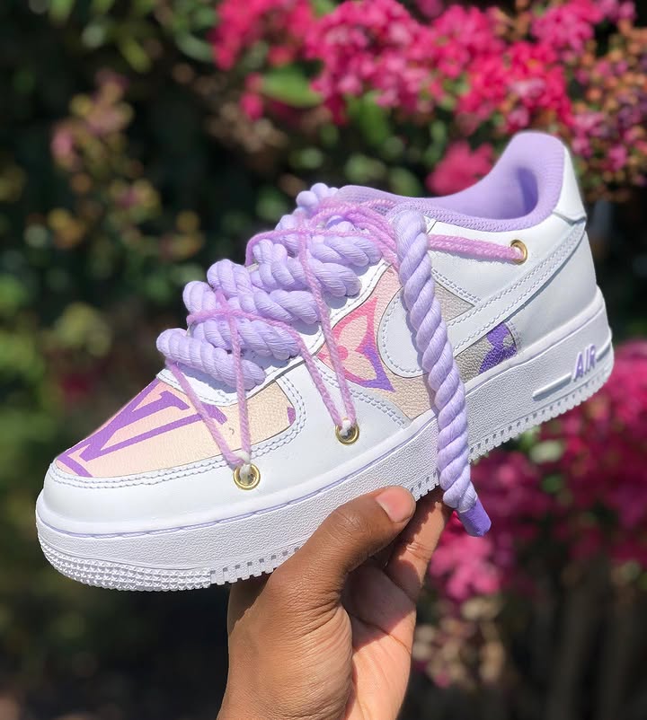 Hand Painted Purple Custom Air Force 1 Sneakers