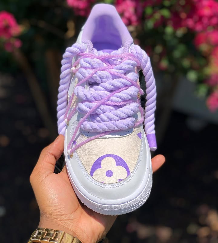 Hand Painted Purple Custom Air Force 1 Sneakers