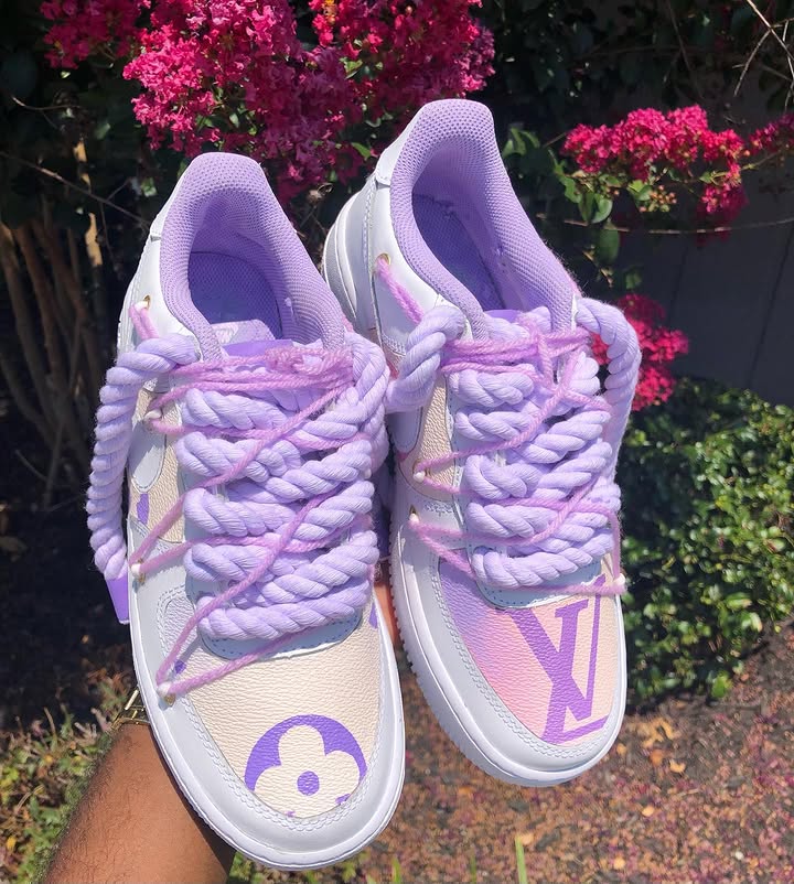 Hand Painted Purple Custom Air Force 1 Sneakers