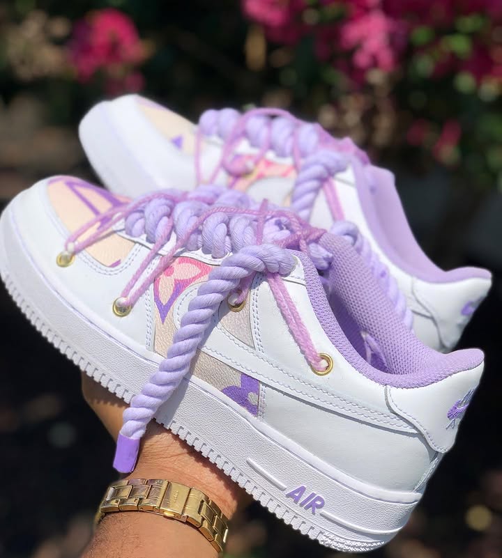 Hand Painted Purple Custom Air Force 1 Sneakers