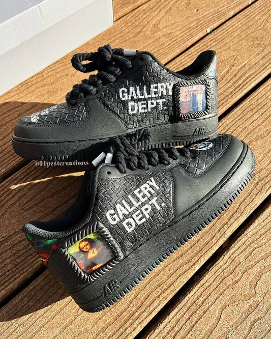 Hand Painted Gallery Dept Custom Black Air Force 1 Sneakers