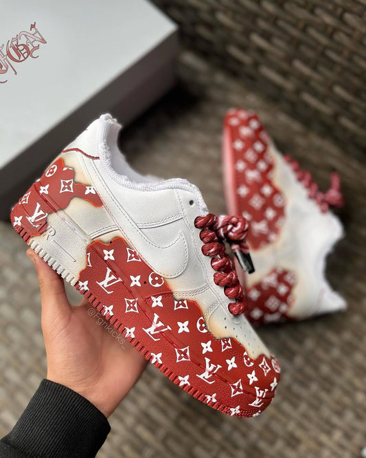 Hand Painted Red Custom Air Force 1 Sneakers