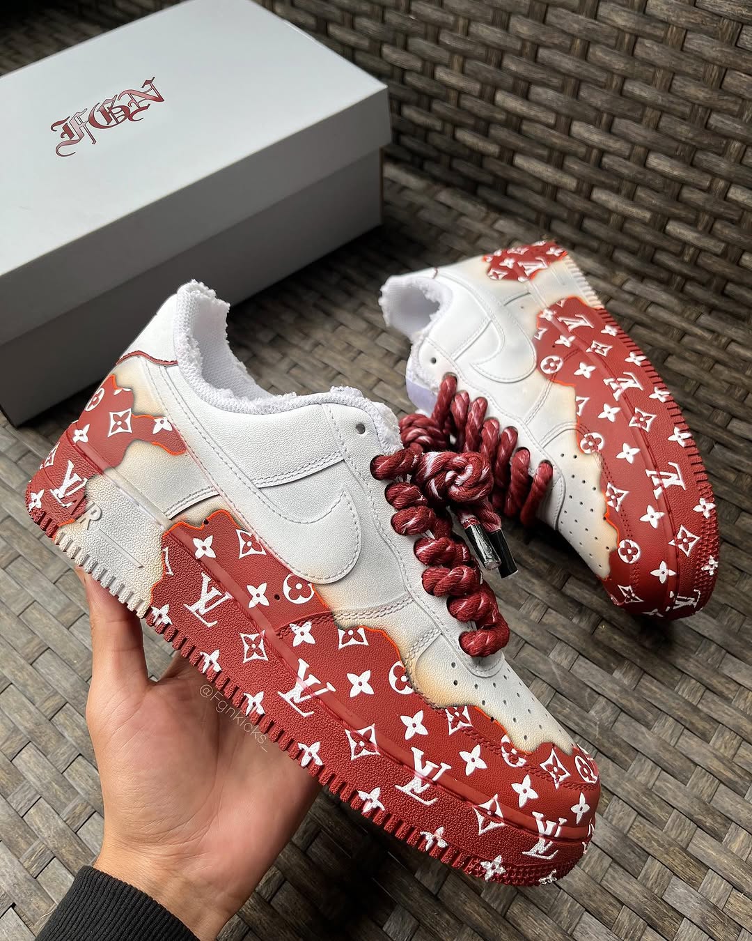 Hand Painted Red Custom Air Force 1 Sneakers