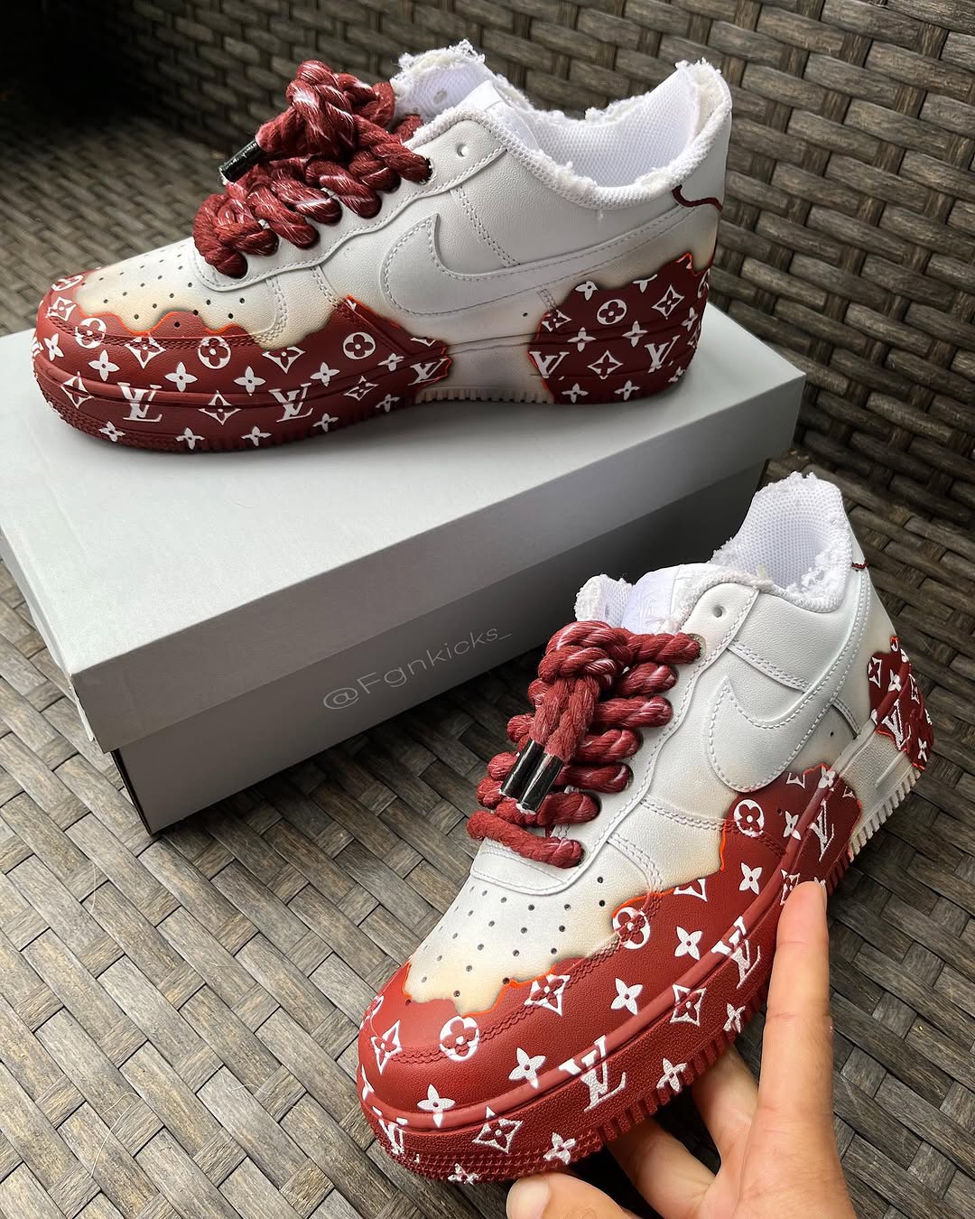 Hand Painted Red Custom Air Force 1 Sneakers