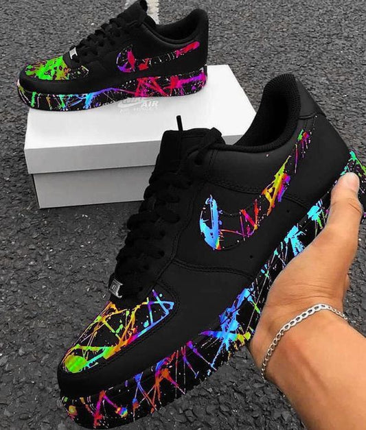 Hand Painted Neon Splatter Custom Air Force 1 Sneakers