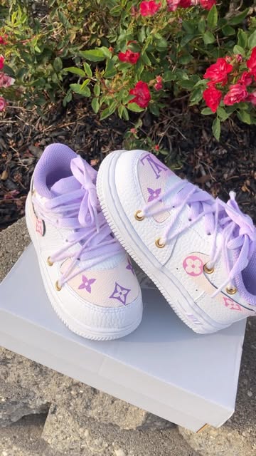 Hand Painted Pink & Purple Custom Air Force 1 Sneakers