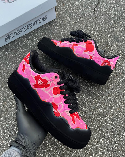 Hand Painted Pink Camo Custom Air Force 1 Sneakers