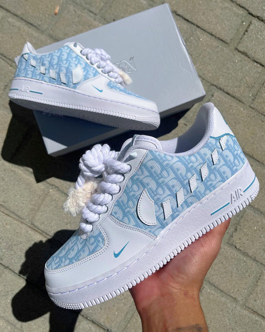 Hand Painted Light Blue Custom Air Force 1 Sneakers