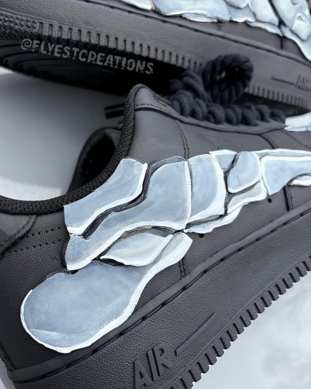 Hand Painted Skeleton Custom Black Air Force 1 Sneakers