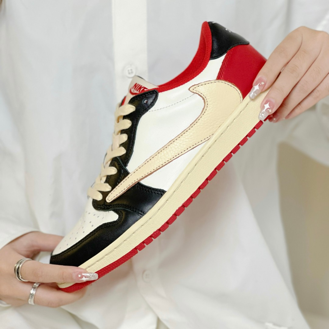 Red Beige Custom Sneakers Air Jordan 1 Travis Scott