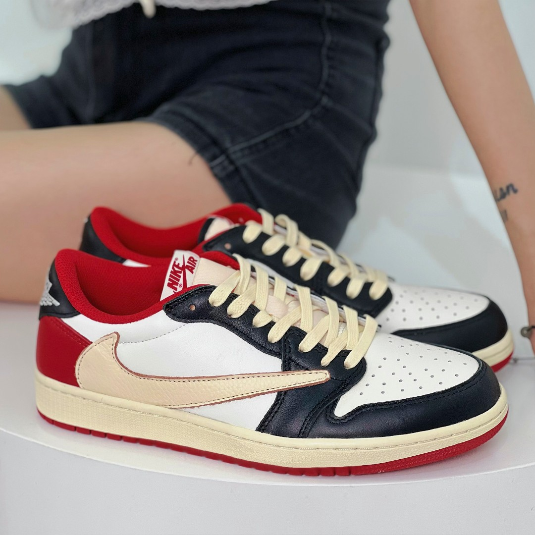 Red Beige Custom Sneakers Air Jordan 1 Travis Scott